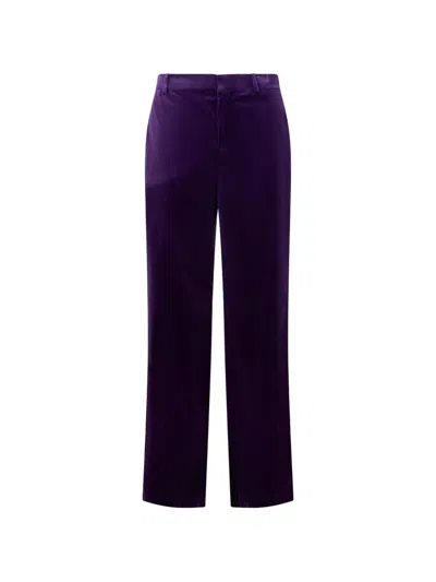 Alberta Ferretti Straight-leg Velvet Trousers In Blue