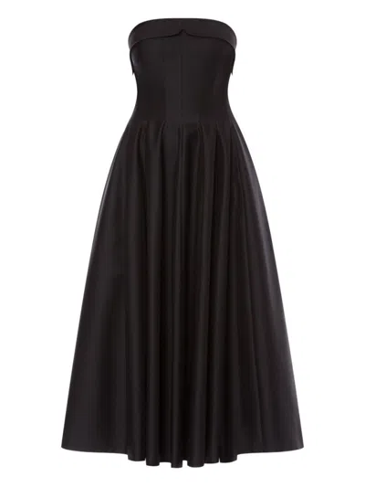 ALBERTA FERRETTI STRAPLESS BLACK DRESS WITH FLARED HEMLINE