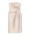 Alberta Ferretti Strapless Draped Midi Dress In Nude