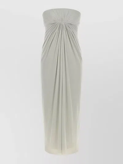 Alberta Ferretti Strapless Jersey Midi Dress Ruched Detailing In Gray