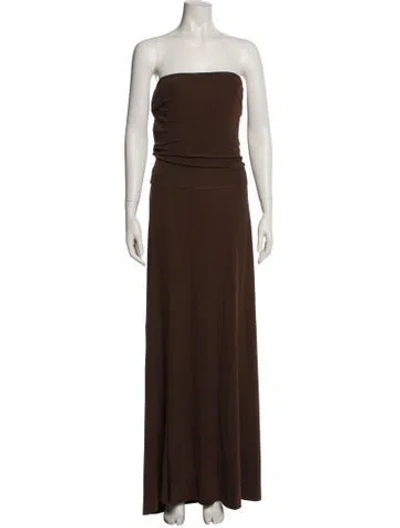 Pre-owned Alberta Ferretti Strapless Long Dress In Brown