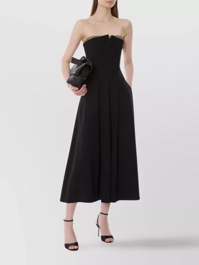 ALBERTA FERRETTI STRAPLESS MIDI DRESS FLARED SKIRT
