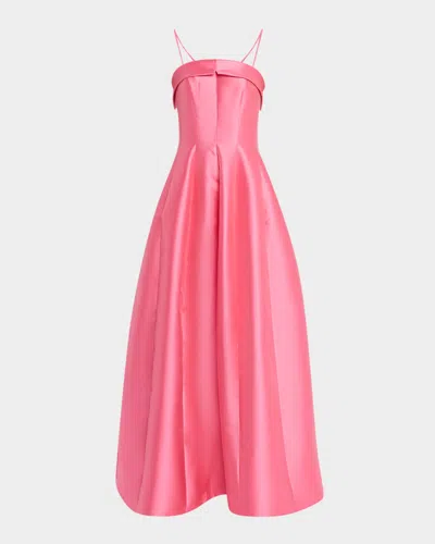 Alberta Ferretti Strapless Mikado Silk Ball Gown In Pink
