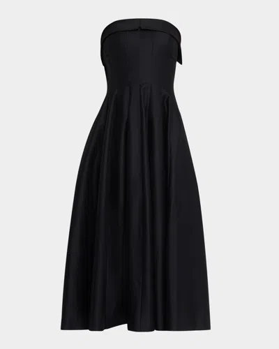 ALBERTA FERRETTI STRAPLESS PLEATED MIDI DRESS