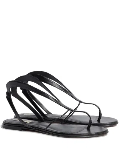 Alberta Ferretti Straps Leather Sandals In Black