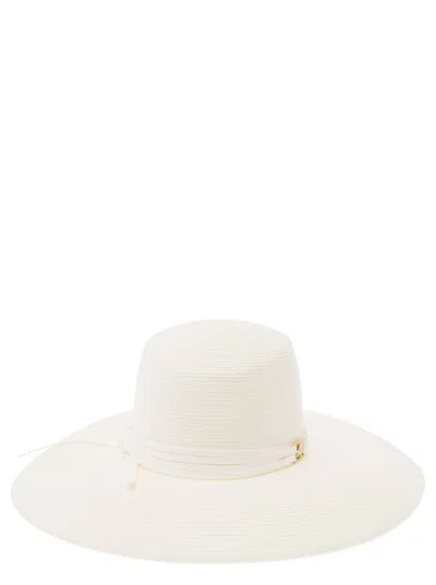 Alberta Ferretti White Wide Hat In Straw Woman