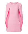 Alberta Ferretti Women Pink Crew Neck Dress With Cap Sleeves And Draped Shoulders In Fabric Woman In Pink