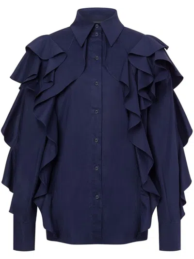 ALBERTA FERRETTI STRETCH-COTTON RUFFLED DETAILING