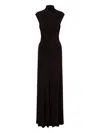 Alberta Ferretti Womens Black Draped Sleeveless Stretch-woven Maxi Dress In Burgundy