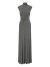 Alberta Ferretti Stretch Long Dress In Gray