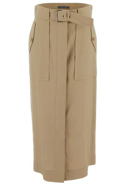 Alberta Ferretti Stretch Longuette Skirt In Beige
