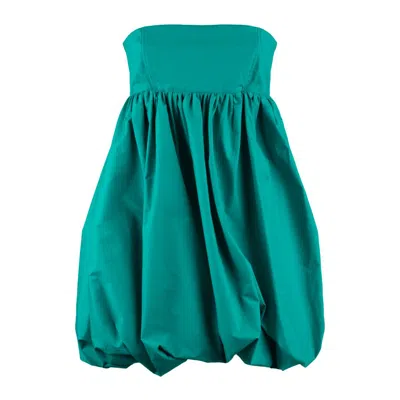 Alberta Ferretti Stretch Poplin Bustier Minidress In Green
