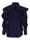 Alberta Ferretti Stretch-cotton Ruffled Detailing In Blue