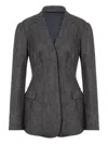 Alberta Ferretti Stretch Wool Blend Blazer In Gray