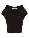 Alberta Ferretti Stretch Wool Top In Black