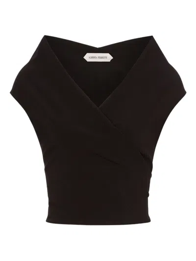 Alberta Ferretti Stretch Wool Top In Black