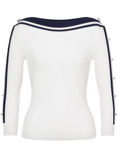 Alberta Ferretti Stripe-detailing Sweater In White