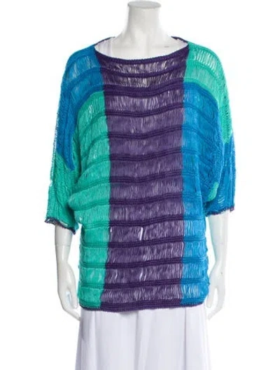 Pre-owned Alberta Ferretti Striped Bateau Neckline Sweater In Blue