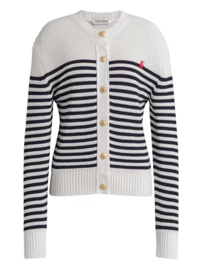 Alberta Ferretti Striped Buttoned Cardigan In White