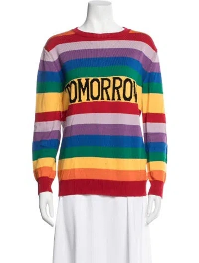 Pre-owned Alberta Ferretti Striped Crew Neck Sweatshirt In Red