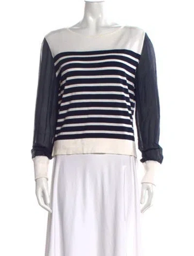 Pre-owned Alberta Ferretti Striped Crew Neck Top In Blue