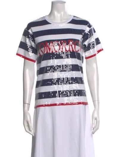 Pre-owned Alberta Ferretti Striped Crew Neck T-shirt In White