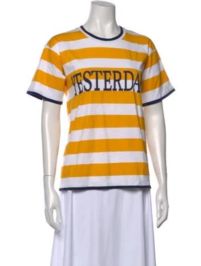 Pre-owned Alberta Ferretti Striped Crew Neck T-shirt In Yellow
