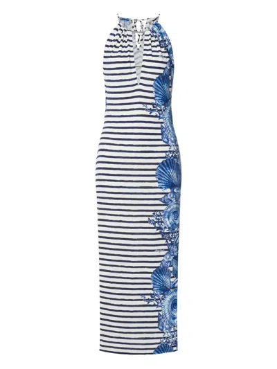 Alberta Ferretti Striped Dress In Black