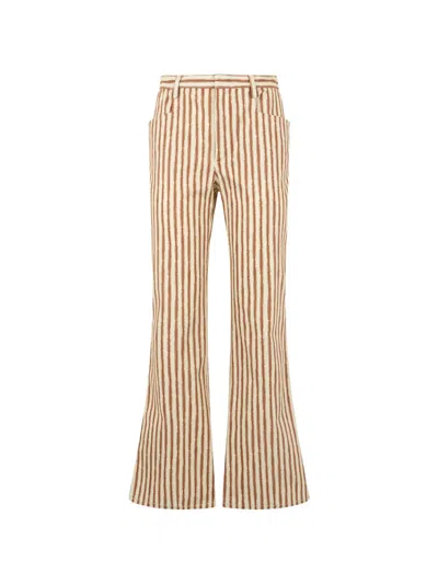Alberta Ferretti Striped Flared Trousers In Neutral