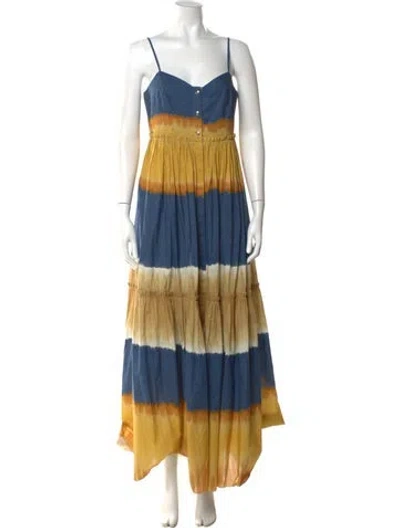 Pre-owned Alberta Ferretti Striped Long Dress In Blue