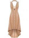 Alberta Ferretti Striped Midi Dress In Neutrals