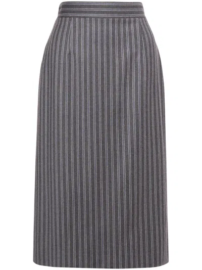 Alberta Ferretti Striped Midi Skirt In Grau