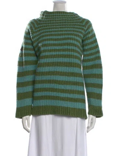 Pre-owned Alberta Ferretti Striped Mock Neck Sweater In Green