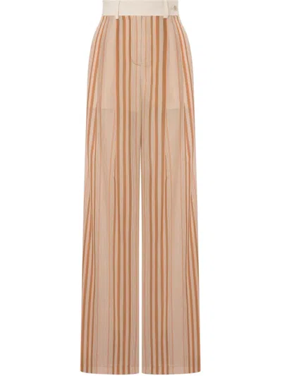Alberta Ferretti Striped Palazzo Pants In Neutrals