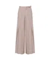 Alberta Ferretti Striped Poplin Belted Wide Pants In Nude