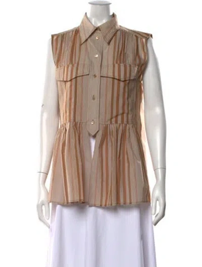 Pre-owned Alberta Ferretti Striped Sleeveless Blouse In Neutrals
