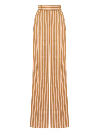 Alberta Ferretti Multicolor Wide-leg Trousers With Tailored Fit In Brown
