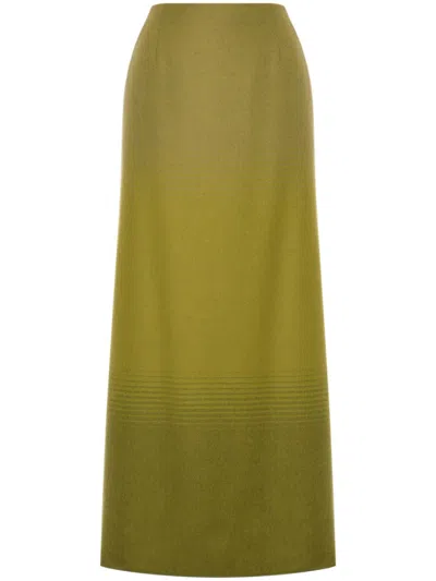 Alberta Ferretti Striped Virgin Wool Maxi Skirt In Multicolor