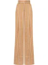 Alberta Ferretti Striped Wide-leg Trousers In Brown