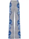 Alberta Ferretti Striped Wide-leg Trousers In White