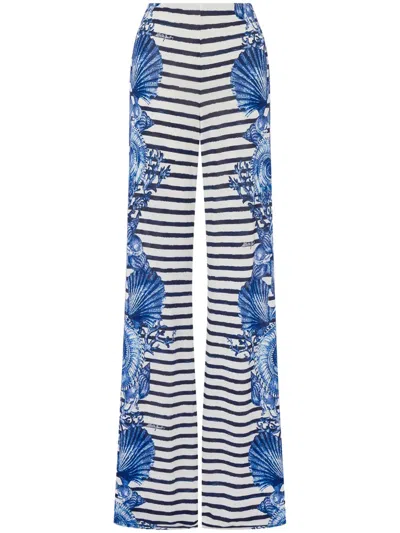 Alberta Ferretti Striped Wide-leg Trousers In Multicolour