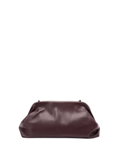 Alberta Ferretti Structured Leather Handbag With Sturdy Handle In Brown