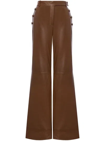 Alberta Ferretti Stud Pocket Flared Trousers In Brown