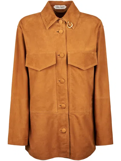 Alberta Ferretti Suede Brown Jacket With Classic Collar