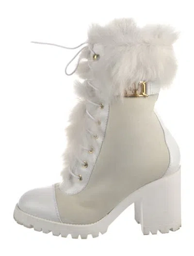 Pre-owned Alberta Ferretti Suede Lace-up Boots In White