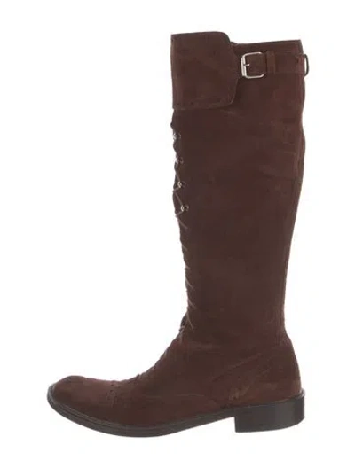 Pre-owned Alberta Ferretti Suede Riding Boots In Brown