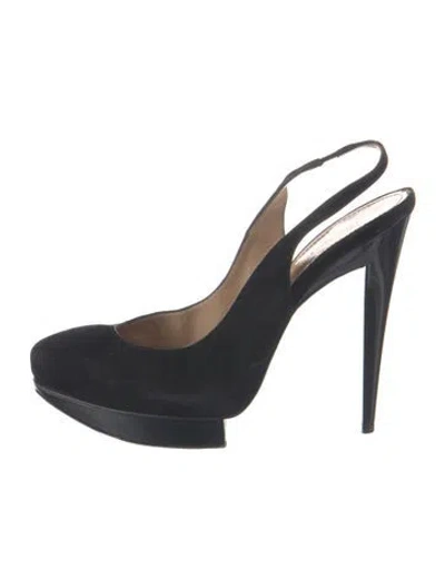 Pre-owned Alberta Ferretti Suede Slingback Pumps In Blue