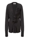 Alberta Ferretti Alberta Ferreti Sweater In Merino Wool With Floral Embroidery In Black