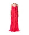 Alberta Ferretti Alberta Ferreti Chiffon Ruffled Long Dress In Red