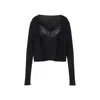 Alberta Ferretti V-neck Lace-trimmed Sweater In Black